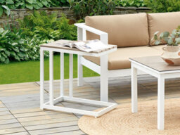 Beliani Garden Side Table Messina 60 Cm 35 Cm White - thumbnail 2