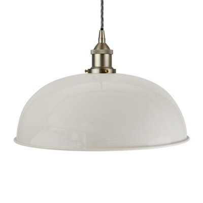Pale Grey Worcester Painted Dome Pendant Light With Brushed Chrome Lamp Holder And Grey Twisted Cable - Se Home - image 1