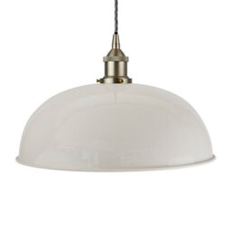 Pale Grey Worcester Painted Dome Pendant Light With Brushed Chrome Lamp Holder And Grey Twisted Cable - Se Home - thumbnail 1