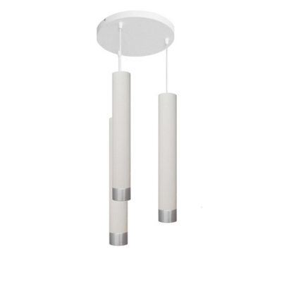 Luminosa Lighting Luminosa Tuba Cluster Pendant Ceiling Light White, Chrome 30Cm