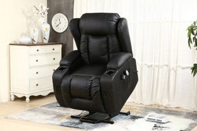 More4Homes Caesar Single Motor Electric Rise Recliner Bonded Leather Armchair Electric Lift Riser Chair (Black) - image 1