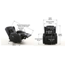 More4Homes Caesar Single Motor Electric Rise Recliner Bonded Leather Armchair Electric Lift Riser Chair (Black) - thumbnail 9