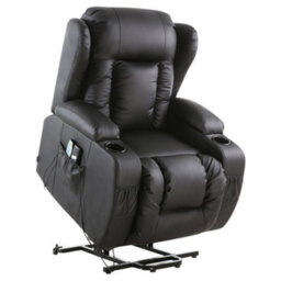 More4Homes Caesar Single Motor Electric Rise Recliner Bonded Leather Armchair Electric Lift Riser Chair (Black) - thumbnail 5