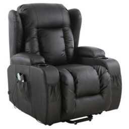 More4Homes Caesar Single Motor Electric Rise Recliner Bonded Leather Armchair Electric Lift Riser Chair (Black) - thumbnail 2