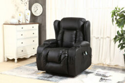 More4Homes Caesar Single Motor Electric Rise Recliner Bonded Leather Armchair Electric Lift Riser Chair (Black) - thumbnail 7