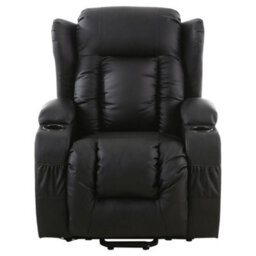 More4Homes Caesar Single Motor Electric Rise Recliner Bonded Leather Armchair Electric Lift Riser Chair (Black) - thumbnail 4