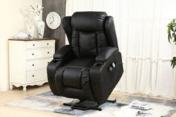 More4Homes Caesar Single Motor Electric Rise Recliner Bonded Leather Armchair Electric Lift Riser Chair (Black)