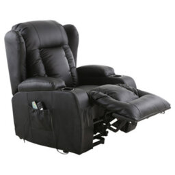 More4Homes Caesar Single Motor Electric Rise Recliner Bonded Leather Armchair Electric Lift Riser Chair (Black) - thumbnail 3