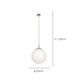 Eglo Rondo Satin Nickel And White Glass And Metal Pendant Light, (D) 25Cm - thumbnail 5
