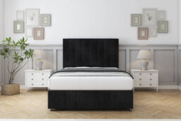 "Sloomy Langston Black Naples Divan Bed Set 2 Drawers Right Side - 26"" Strutted & 12""  Footboard 4'6 Double" - thumbnail 1