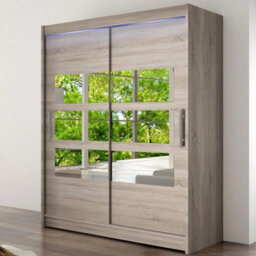 Westa Vii 150 Sliding Door Wardrobe With Mirrors Truffle With Rgb Led Lights - thumbnail 2
