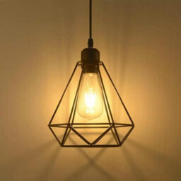 Geometric  Black Pendant Light  With Industrial Metal Cage Design And E27 Socket For Kitchen Dining Room Or Living Room - thumbnail 8