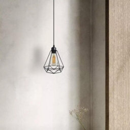 Geometric  Black Pendant Light  With Industrial Metal Cage Design And E27 Socket For Kitchen Dining Room Or Living Room - thumbnail 6