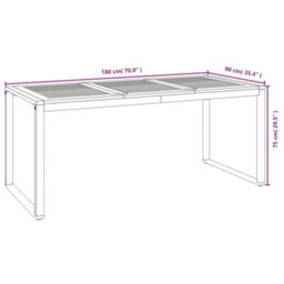Berkfield Garden Table With U-Shaped Legs 180X90X75 Cm Solid Wood Acacia - thumbnail 8