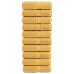 Berkfield Premium Guest Towels Solund 10Pcs Gold 30X50Cm 600Gsm - thumbnail 1