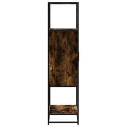 Walplus Highboard Smoked Oak 68X35X139 Cm Engineered Wood And Metal - thumbnail 5