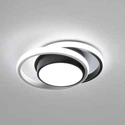 Comely Led Ceiling Lights, Modern 32 W 2350 Lm, Cool White 6500 K, Round Lighting For Bedroom Hallway Balcony Corridor (Black)