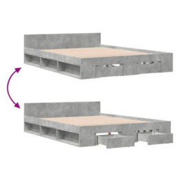 Berkfield Bed Frame With Drawers Without Mattress Concrete Grey 135X190 Cm Double - thumbnail 7