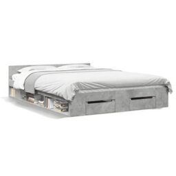 Berkfield Bed Frame With Drawers Without Mattress Concrete Grey 135X190 Cm Double - thumbnail 2