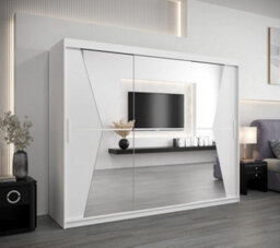 Arte Morocco Contemporary 3 Mirrored Sliding Door Wardrobe 9 Shelves 2 Rails White Matt (H)2000mm (W)2500mm (D)620mm - thumbnail 2
