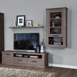 Furniture To Go Corona Wall Display Cabinet In Tabak Oak - thumbnail 6