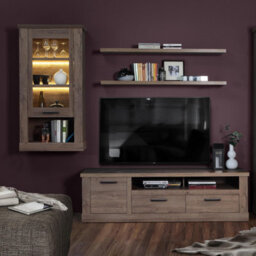 Furniture To Go Corona Wall Display Cabinet In Tabak Oak - thumbnail 9