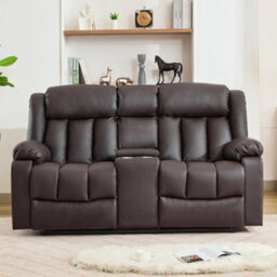 Sheridan 2 Seat Recliner Sofa With Central Console - Brown - thumbnail 1