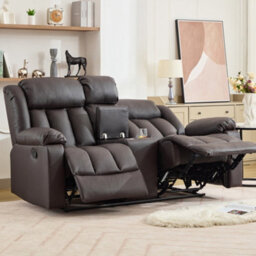 Sheridan 2 Seat Recliner Sofa With Central Console - Brown - thumbnail 2