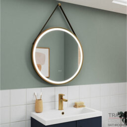 Tradeprices Bathrooms Solar Brushed Brass Round Led Bathroom Mirror