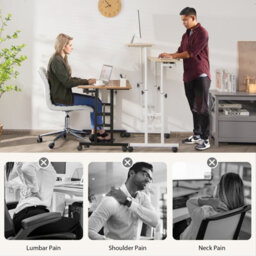 Costway Mobile Standing Desk Laptop Cart W/ Flip-Over Desktop Portable Overbed Table Home Office Computer Desk - thumbnail 6