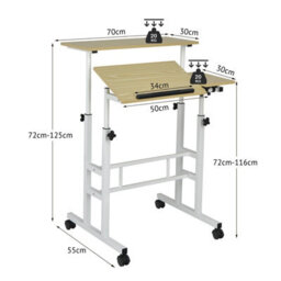 Costway Mobile Standing Desk Laptop Cart W/ Flip-Over Desktop Portable Overbed Table Home Office Computer Desk - thumbnail 2