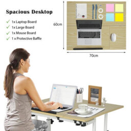 Costway Mobile Standing Desk Laptop Cart W/ Flip-Over Desktop Portable Overbed Table Home Office Computer Desk - thumbnail 7