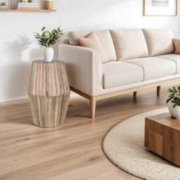 Buttercup Farm Hudson Carved Side Table - Mango Wood - L19 X W19 X H58 Cm - thumbnail 4