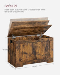 Storage Chest, Storage Bench With 2 Safety Hinges, Shoe Storage Bench, Rustic Style, Rustic Brown - thumbnail 2