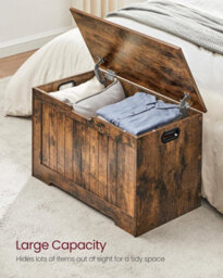 Storage Chest, Storage Bench With 2 Safety Hinges, Shoe Storage Bench, Rustic Style, Rustic Brown - thumbnail 3