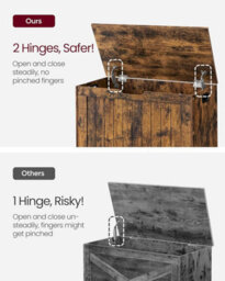 Storage Chest, Storage Bench With 2 Safety Hinges, Shoe Storage Bench, Rustic Style, Rustic Brown - thumbnail 4
