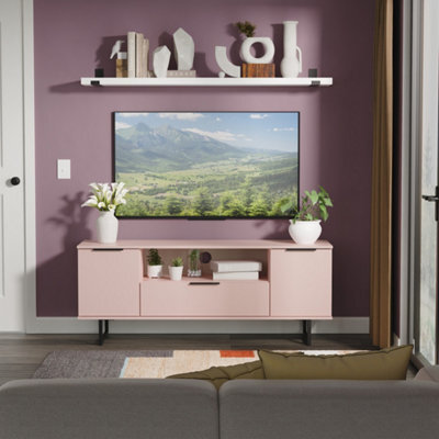 Beijing 2 Door 1 Drawer Wide Tv Unit In Kobe Pink (Ready Assembled) - image 1