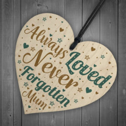 Red Ocean Special Mum Wooden Heart Memorial Grave Tribute Verse Plaque Christmas Tree Memorial Decoration Keepsake - thumbnail 6