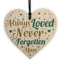 Red Ocean Special Mum Wooden Heart Memorial Grave Tribute Verse Plaque Christmas Tree Memorial Decoration Keepsake - thumbnail 1