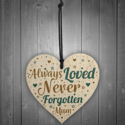 Red Ocean Special Mum Wooden Heart Memorial Grave Tribute Verse Plaque Christmas Tree Memorial Decoration Keepsake - thumbnail 2