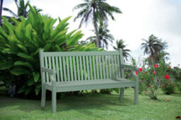 Winawood Sandwick 3 Seater Wood Effect Bench - Duck Egg Green - thumbnail 2