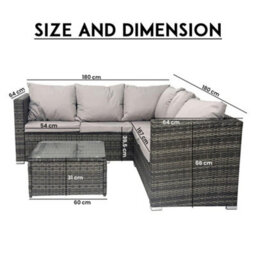 Alivio 5 Seater Rattan Corner Sofa Set, Pe Rattan Garden Furniture Set With Coffee Table, Anti-Uv Cushions For Indoor Outdoor - thumbnail 8