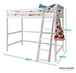 Nöa & Nani Noa & Nani High Sleeper Kids Solid Wood Cabin Bed In Classic White Texas - thumbnail 3