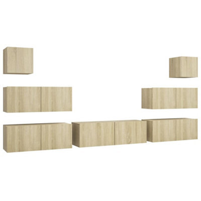 Berkfield Modern 7 Piece Tv Cabinet Set Sonoma Oak Engineered Wood - image 1