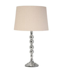 Lighting Supermarket Bergen Slimline Silver Chrome Candlestick Table Lamp With Natural Linen Shade - thumbnail 1