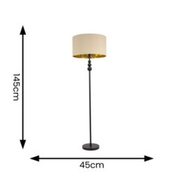 Valuelights Marissa Matte Black Stacked Ball Floor Lamp With Beige/gold Shade - Led Bulb Included - thumbnail 7