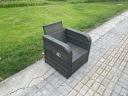 Fimous Rattan Garden Furniture Set With Rectangular Coffee Table 2 Side Tables 2 Big Footstool 7 Seater Patio Lounge Sofa Set - thumbnail 5