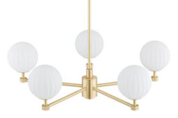 Luminosa Lighting Luminosa Paloma Multi Arm Pendant Ceiling 5 Light Opal Matt (Fluted), Brushed Brass - thumbnail 4