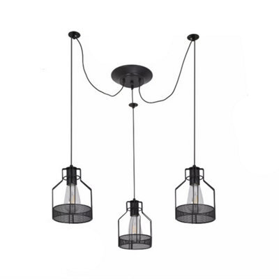 Vintage Black Ceiling Light Shade 3-Light Chandelier Pendant Light E27 - image 1