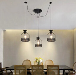Vintage Black Ceiling Light Shade 3-Light Chandelier Pendant Light E27 - thumbnail 4